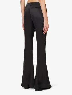 Acne Studios Pippen Flared-leg Low-rise Stretch-woven Trousers -Selfridges Store R04184385 BLACK ALT03
