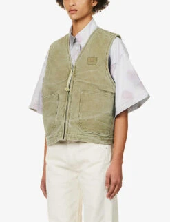 Acne Studios Ohady Face-patch Cotton-canvas Vest 7 Acne Studios Ohady Face-patch Cotton-canvas Vest -Selfridges Store R04185132 KHAKIBEIGE ALT02