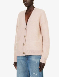 Acne Studios Rives Relaxed-fit Mohair Wool-blend Cardigan 7 Acne Studios Rives Relaxed-fit Mohair Wool-blend Cardigan -Selfridges Store R04185151 FADEDPINK ALT02