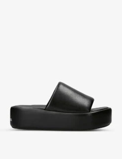 Balenciaga Rise Brand-embossed Leather Sliders