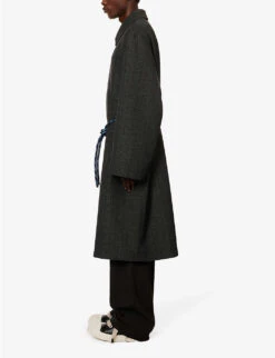 Mac Check-pattern Relaxed-fit Wool-blend Coat -Selfridges Store R04186228 BLACK ALT02