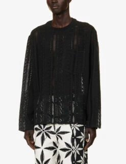 Semi-sheer Dropped-shoulder Woven Top -Selfridges Store R04186232 BLACK ALT02
