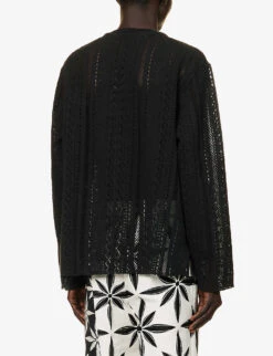 Semi-sheer Dropped-shoulder Woven Top -Selfridges Store R04186232 BLACK ALT03