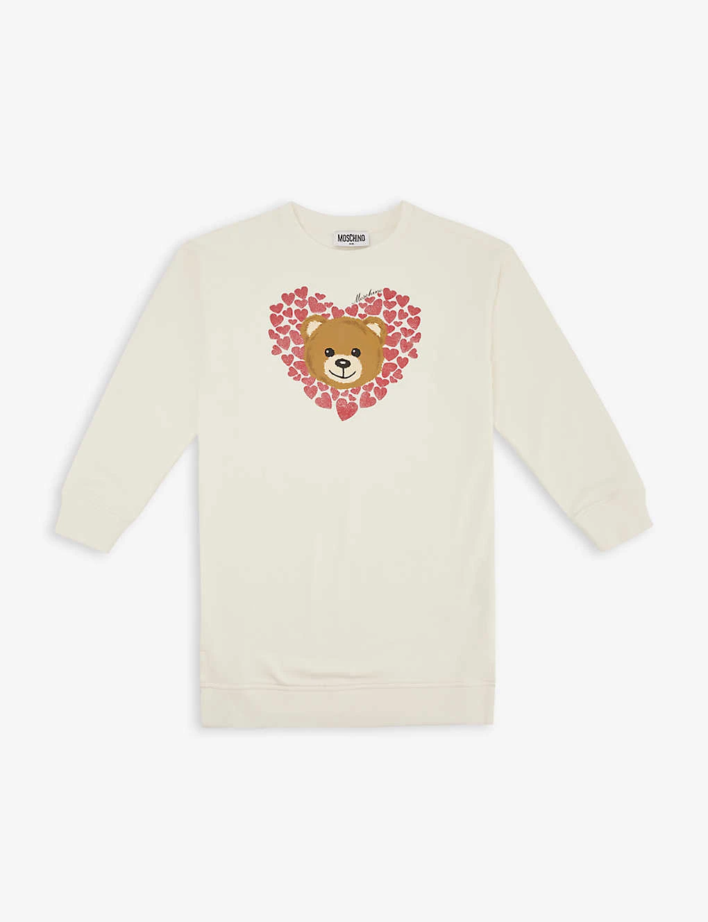 MOSCHINO Bear And Heart-print Stretch-cotton Dress 4-14 Years 1 MOSCHINO Bear And Heart-print Stretch-cotton Dress 4-14 Years