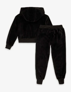 MOSCHINO Bear-appliqué Velour-texture Cotton-blend Tracksuit 4-12 Years -Selfridges Store R04187107 BLACK ALT02