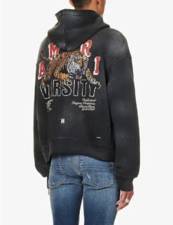 Amiri Tiger Graphic-print Cotton-jersey Hoody 8 Amiri Tiger Graphic-print Cotton-jersey Hoody -Selfridges Store R04188170 BLACK ALT03