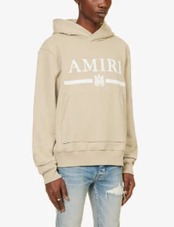 Amiri Bar Graphic-print Cotton-jersey Hoody -Selfridges Store R04188174 TAN ALT02