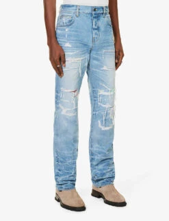Amiri Aloha MX1 Distressed Straight-leg Jeans -Selfridges Store R04188183 FADEDINDIGO ALT02
