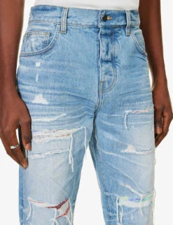 Amiri Aloha MX1 Distressed Straight-leg Jeans -Selfridges Store R04188183 FADEDINDIGO ALT04