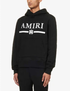 Amiri Bar Graphic-print Cotton-jersey Hoody 7 Amiri Bar Graphic-print Cotton-jersey Hoody -Selfridges Store R04188192 BLACK ALT02