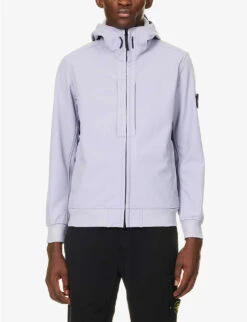 Stone Island Soft Shell-R_e.dye Logo-badge Hooded Stretch-woven Jacket -Selfridges Store R04188742 LAVENDER ALT02