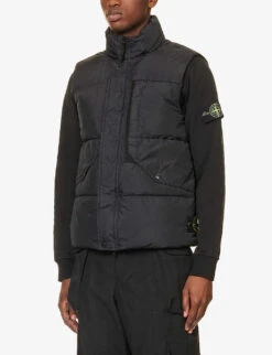 Stone Island Funnel-neck Brand-patch Regular-fit Shell-down Gilet -Selfridges Store R04188743 BLACK ALT02