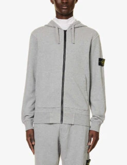 Stone Island Logo-badge Regular-fit Cotton-jersey Hoody 7 Stone Island Logo-badge Regular-fit Cotton-jersey Hoody -Selfridges Store R04188793 MELANGEGREY ALT02