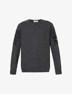 Stone Island Arm-pocket Brand-patch Cotton-jersey Sweatshirt