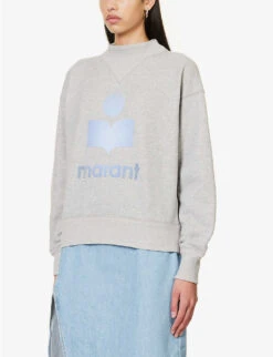 Isabel Marant Etoile Moby Graphic-print Cotton-blend Sweatshirt -Selfridges Store R04188833 GREY ALT02