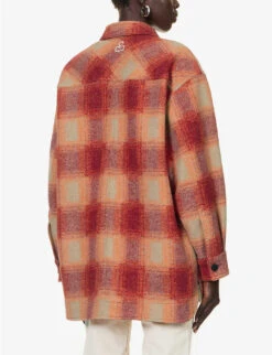 Isabel Marant Etoile Harveli Checked Recycled Polyester-blend Jacket -Selfridges Store R04188835 ORANGE ALT03
