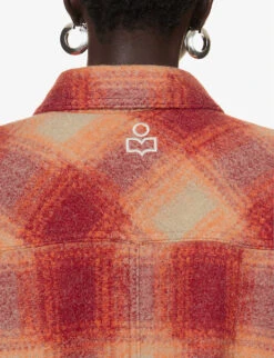 Isabel Marant Etoile Harveli Checked Recycled Polyester-blend Jacket -Selfridges Store R04188835 ORANGE ALT04