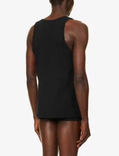 Versace Medusa Logo-print Stretch-cotton Top -Selfridges Store R04188859 BLACK ALT02