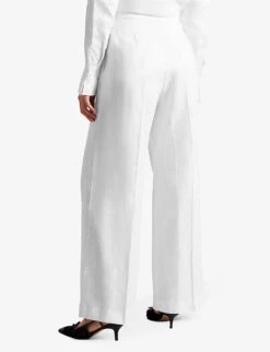 Ted Baker Lucihh Pleated Wide-leg Mid-rise Linen Trousers -Selfridges Store R04189328 WHITE ALT03