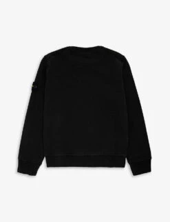 Stone Island Logo-badge Crewneck Cotton-jersey Sweatshirt 4-12 Years -Selfridges Store R04189692 BLACK ALT02