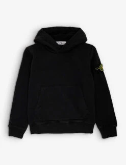 Stone Island Logo-badge Kangaroo-pocket Cotton-jersey Hoody 4-12 Years