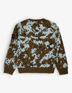 Stone Island Logo-badge Camouflage-print Cotton-jersey Sweatshirt 4-12 Years -Selfridges Store R04189712 MILITARYGREEN ALT02