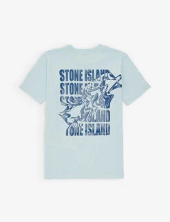 Stone Island Logo-print Short-sleeved Cotton-jersey T-shirt 4-12 Years -Selfridges Store R04189716 SKYBLUE ALT02