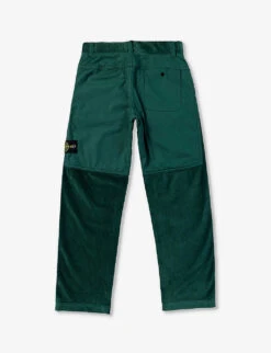 Stone Island Logo-badge Stretch-cotton Blend Corduroy Trousers 8-12 Years -Selfridges Store R04189736 BOTTLEGREEN ALT02