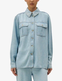 CLAUDIE PIERLOT Calisto Loose-fit Long-sleeve Woven Shirt 7 CLAUDIE PIERLOT Calisto Loose-fit Long-sleeve Woven Shirt -Selfridges Store R04189873 DENIMJEAN ALT02
