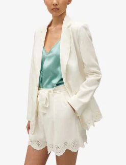 CLAUDIE PIERLOT Broderie-anglaise Scalloped-hem Woven Jacket -Selfridges Store R04189879 NATURELS ALT02