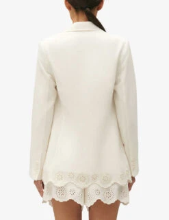 CLAUDIE PIERLOT Broderie-anglaise Scalloped-hem Woven Jacket -Selfridges Store R04189879 NATURELS ALT03