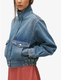 CLAUDIE PIERLOT Volume High-neck Relaxed-fit Denim Jacket -Selfridges Store R04189889 BLEUS ALT04