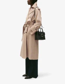 CLAUDIE PIERLOT Gwendal Double-breasted Long-line Cotton Trench Coat -Selfridges Store R04189898 NATURELS ALT02