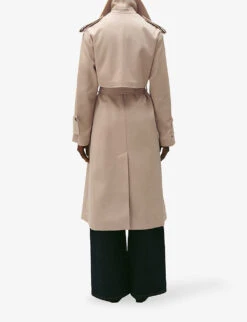 CLAUDIE PIERLOT Gwendal Double-breasted Long-line Cotton Trench Coat -Selfridges Store R04189898 NATURELS ALT03
