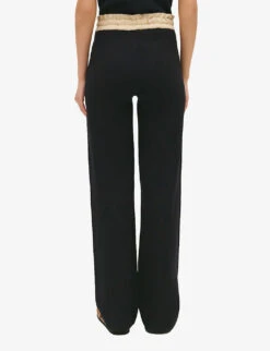 CLAUDIE PIERLOT Macmic Elasticated-waist Loose-fit Knitted Trousers 8 CLAUDIE PIERLOT Macmic Elasticated-waist Loose-fit Knitted Trousers -Selfridges Store R04189924 BLEUS ALT03