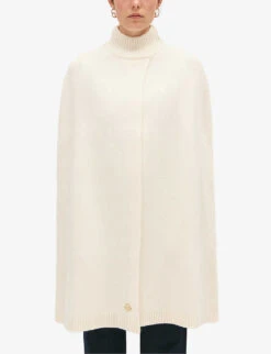 CLAUDIE PIERLOT Turtle-neck Knitted Cape -Selfridges Store R04190096 NATURELS ALT04