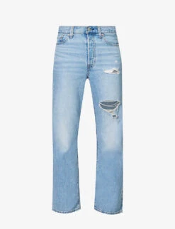 New Release 15 Levis Ribcage Distressed Straight-leg High-rise Jeans