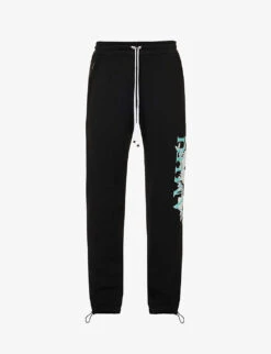 Amiri Floral Logo-print Tapered Cotton Jogging Bottoms