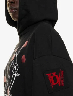Charli Cohen X Diablo IV Graphic-print Relaxed-fit Organic-cotton Hoody -Selfridges Store R04192232 BLACKRED ALT04