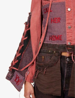 Charli Cohen X Diablo IV Brand-embroidered Regular-fit Upcycled Denim Jacket 9 Charli Cohen X Diablo IV Brand-embroidered Regular-fit Upcycled Denim Jacket -Selfridges Store R04192235 REDRED ALT04