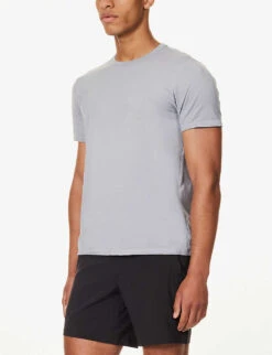 Lululemon The Fundamental Short-sleeved Stretch-jersey T-shirt -Selfridges Store R04194031 RHINOGREY ALT02