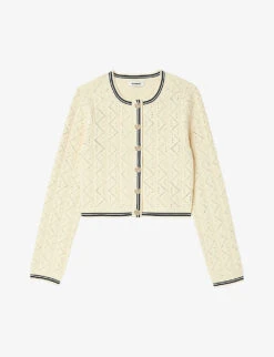 Sandro Salazie Stripe-panel Long-sleeve Stretch-knit Cardigan