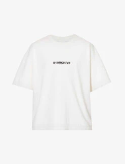 Brand-print Boxy-fit Cotton-jersey T-shirt