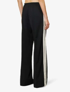 Palm Angels Brand-typography Contrast-tape Woven Jogging Bottoms -Selfridges Store R04195287 BLACKOFFWHITE ALT03