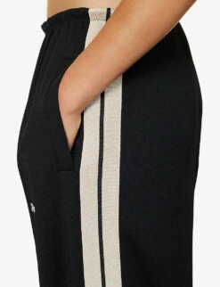 Palm Angels Brand-typography Contrast-tape Woven Jogging Bottoms -Selfridges Store R04195287 BLACKOFFWHITE ALT04