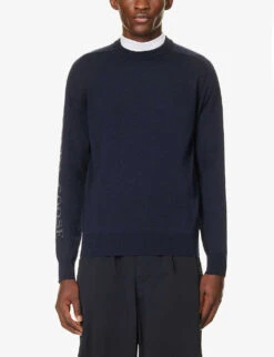 Canada Goose Welland Brand-intarsia Wool Jumper -Selfridges Store R04195780 NAVY ALT02