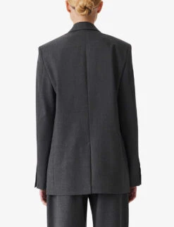 IRO Habana Double-breasted Woven Blazer -Selfridges Store R04196499 GRY01 ALT03