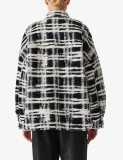 IRO Zachary Checked Oversized Wool-blend Shirt -Selfridges Store R04196552 BLA04 ALT03