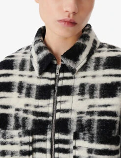 IRO Zachary Checked Oversized Wool-blend Shirt -Selfridges Store R04196552 BLA04 ALT04