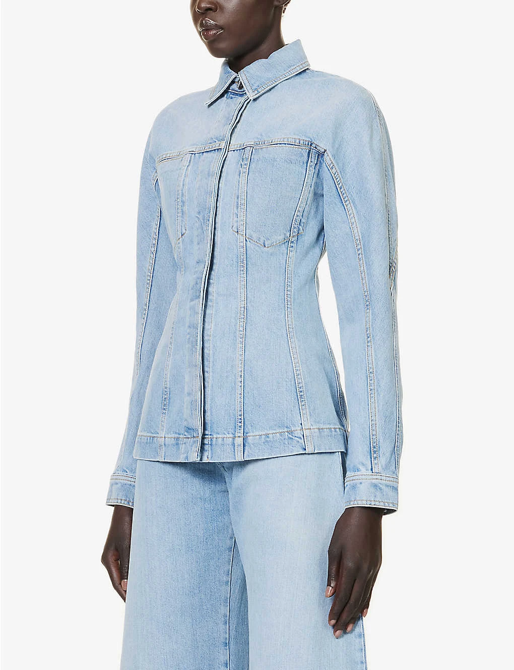 ALAIA Cinched-waist Patch-pocket Denim Jacket 3 ALAIA Cinched-waist Patch-pocket Denim Jacket - Image 3